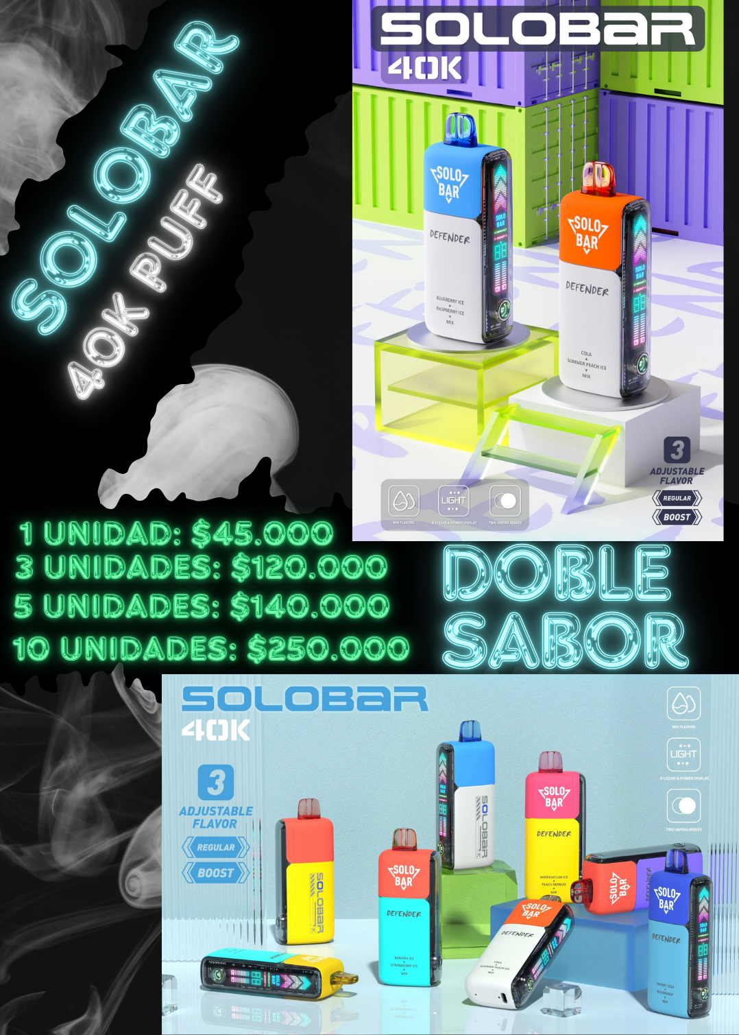 SOLOBAR DOBLE SABOR 40.000 PUFFS