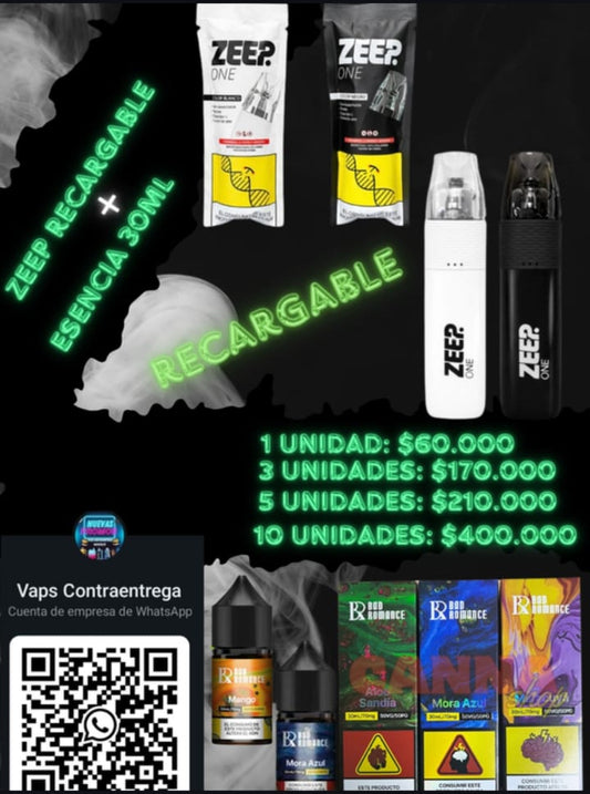 ZEEP RECARGABLE + TARRO ESENCIA 30ML